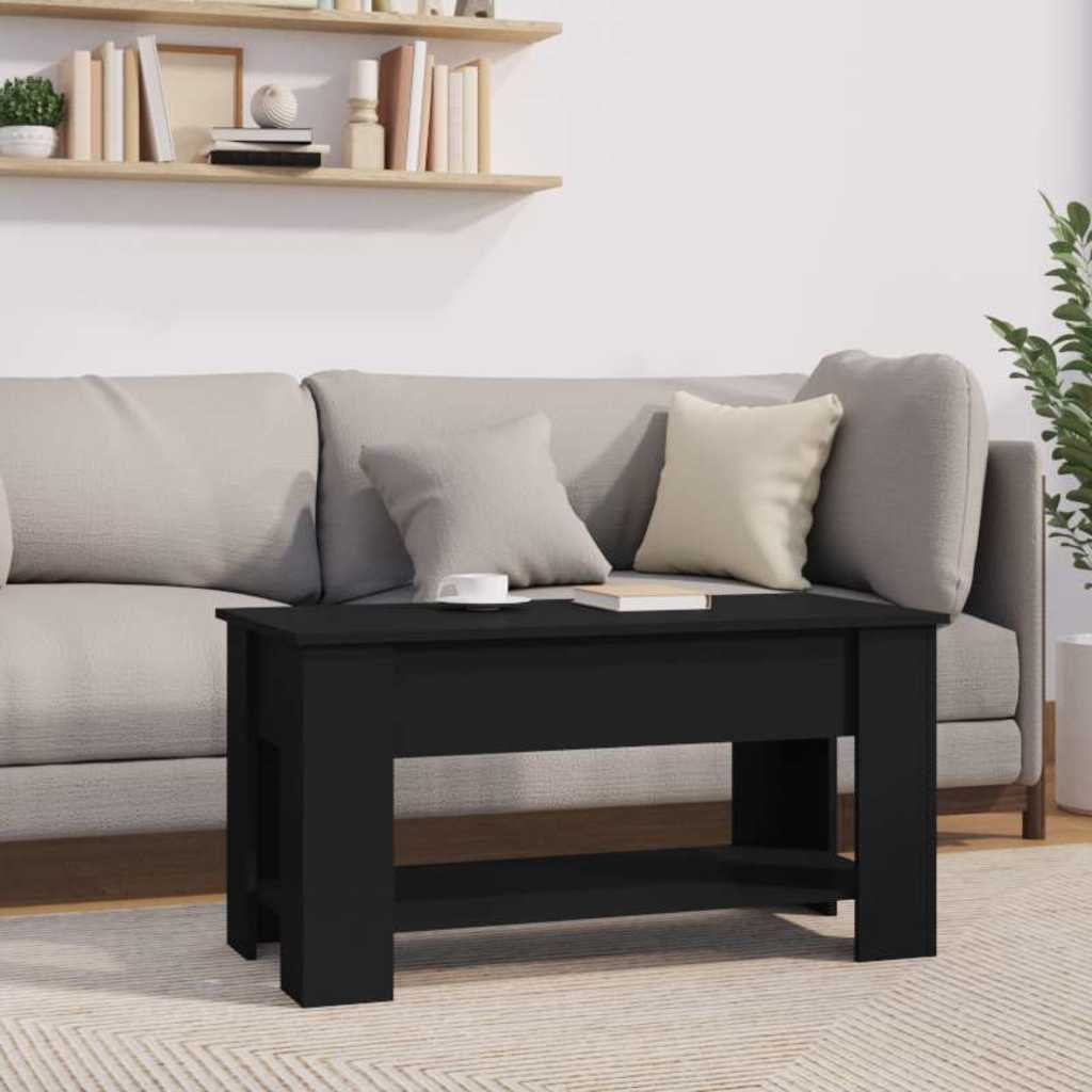 Tavolino da Salotto Nero 101x49x52 cm in Legno Multistrato