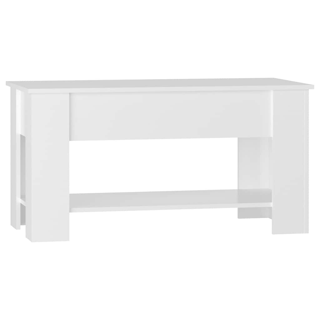 Tavolino Salotto Bianco Lucido 101x49x52 cm Legno Multistrato