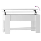 Tavolino Salotto Bianco Lucido 101x49x52 cm Legno Multistrato