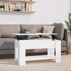 Tavolino Salotto Bianco Lucido 101x49x52 cm Legno Multistrato
