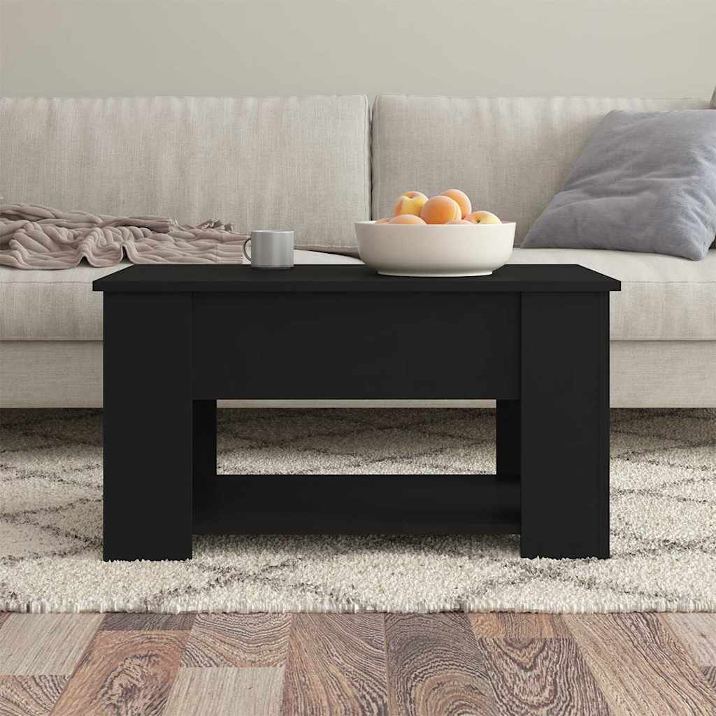 Tavolino da Salotto Nero 79x49x41 cm in Legno Multistrato