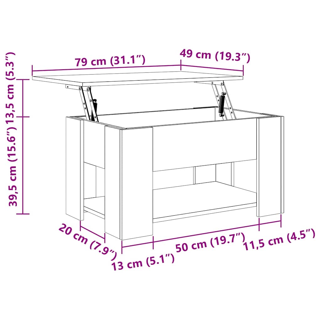 Tavolino da Salotto Nero 79x49x41 cm in Legno Multistrato