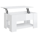 Tavolino Salotto Bianco Lucido 79x49x41 cm in Legno Multistrato
