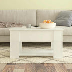 Tavolino Salotto Bianco Lucido 79x49x41 cm in Legno Multistrato