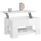 Tavolino Salotto Bianco Lucido 79x49x41 cm in Legno Multistrato