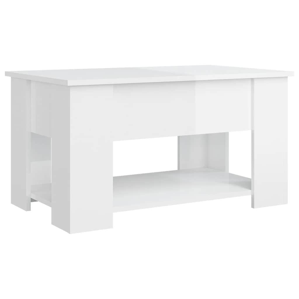 Tavolino Salotto Bianco Lucido 79x49x41 cm in Legno Multistrato