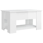 Tavolino Salotto Bianco Lucido 79x49x41 cm in Legno Multistrato