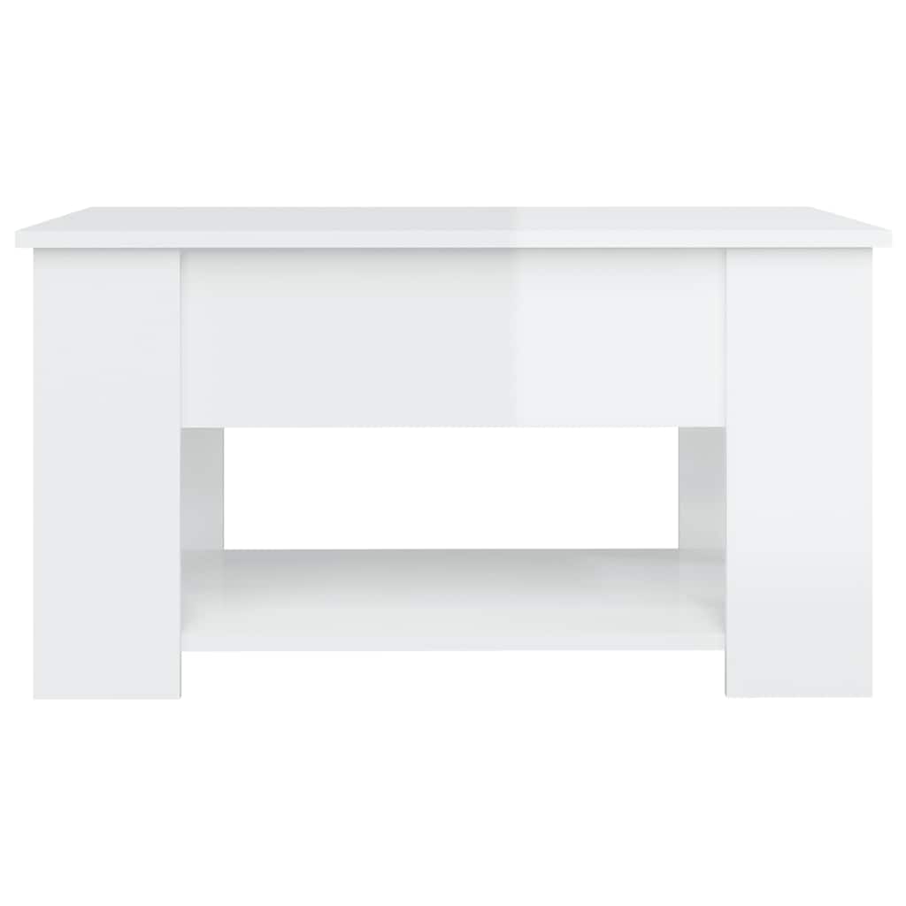 Tavolino Salotto Bianco Lucido 79x49x41 cm in Legno Multistrato
