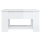 Tavolino Salotto Bianco Lucido 79x49x41 cm in Legno Multistrato