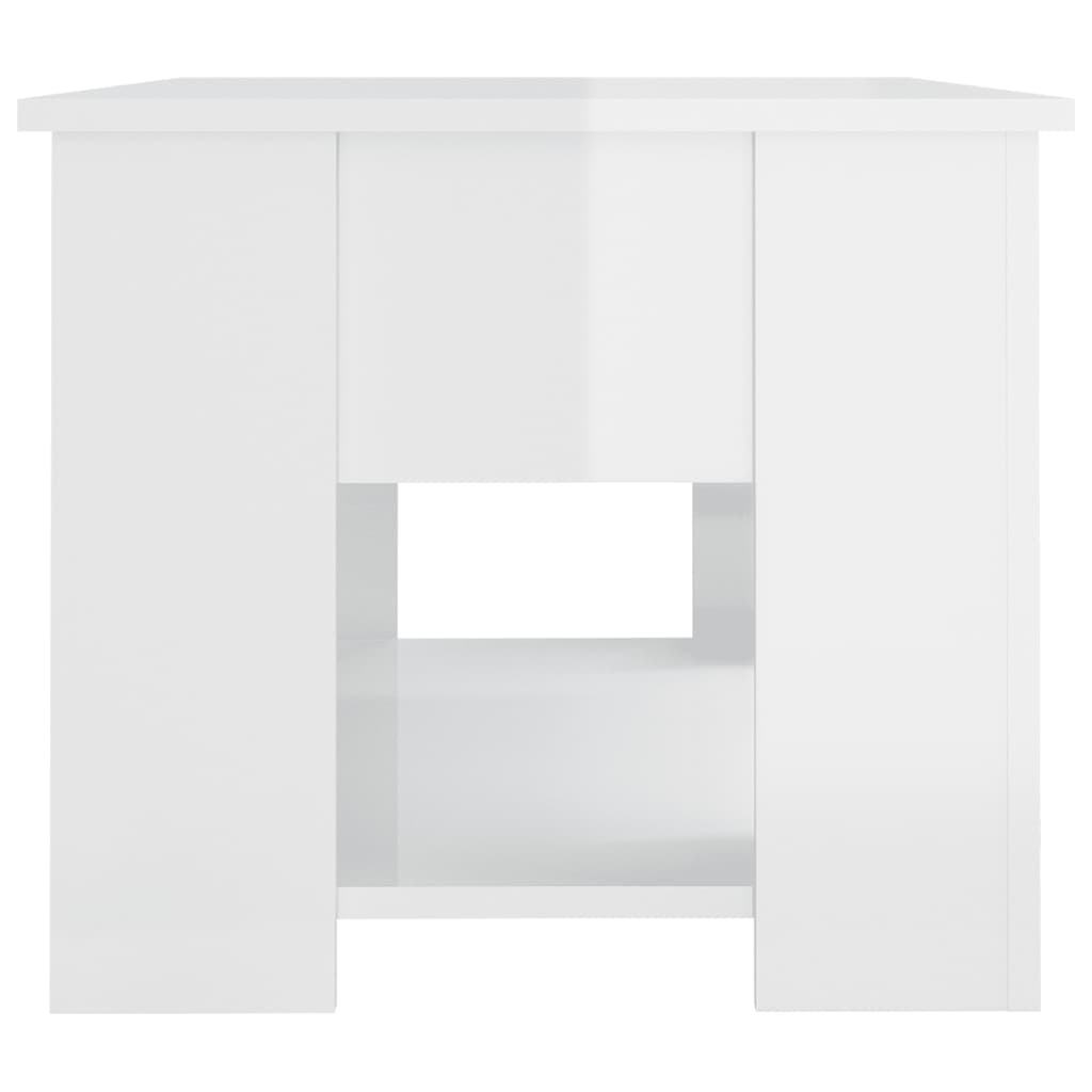 Tavolino Salotto Bianco Lucido 79x49x41 cm in Legno Multistrato