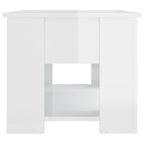 Tavolino Salotto Bianco Lucido 79x49x41 cm in Legno Multistrato