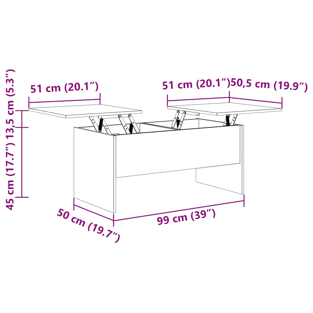 Tavolino da Salotto Bianco 102x50,5x46,5cm in Legno Multistrato