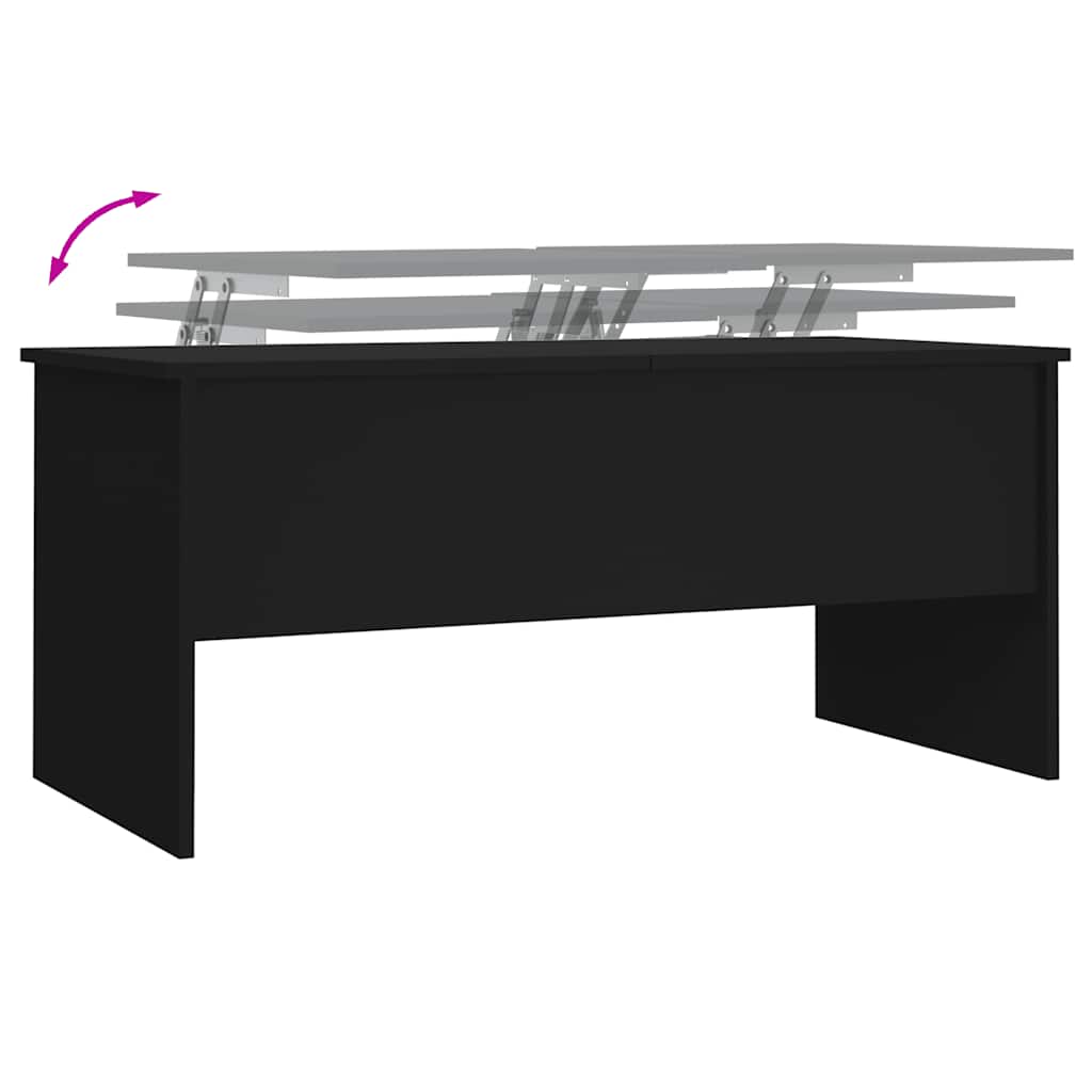 Tavolino da Salotto Nero 102x50,5x46,5 cm in Legno Multistrato