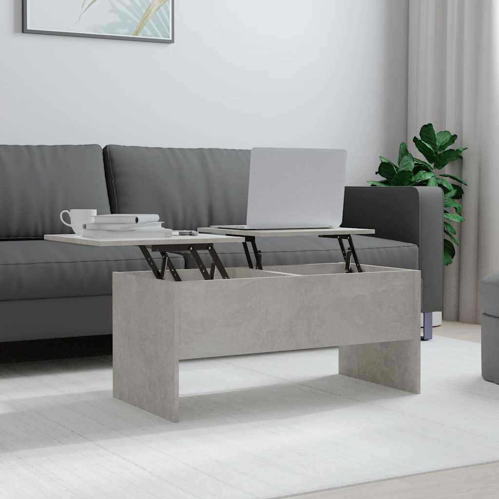 Tavolino Grigio Cemento 102x50,5x46,5 cm in Legno Multistrato