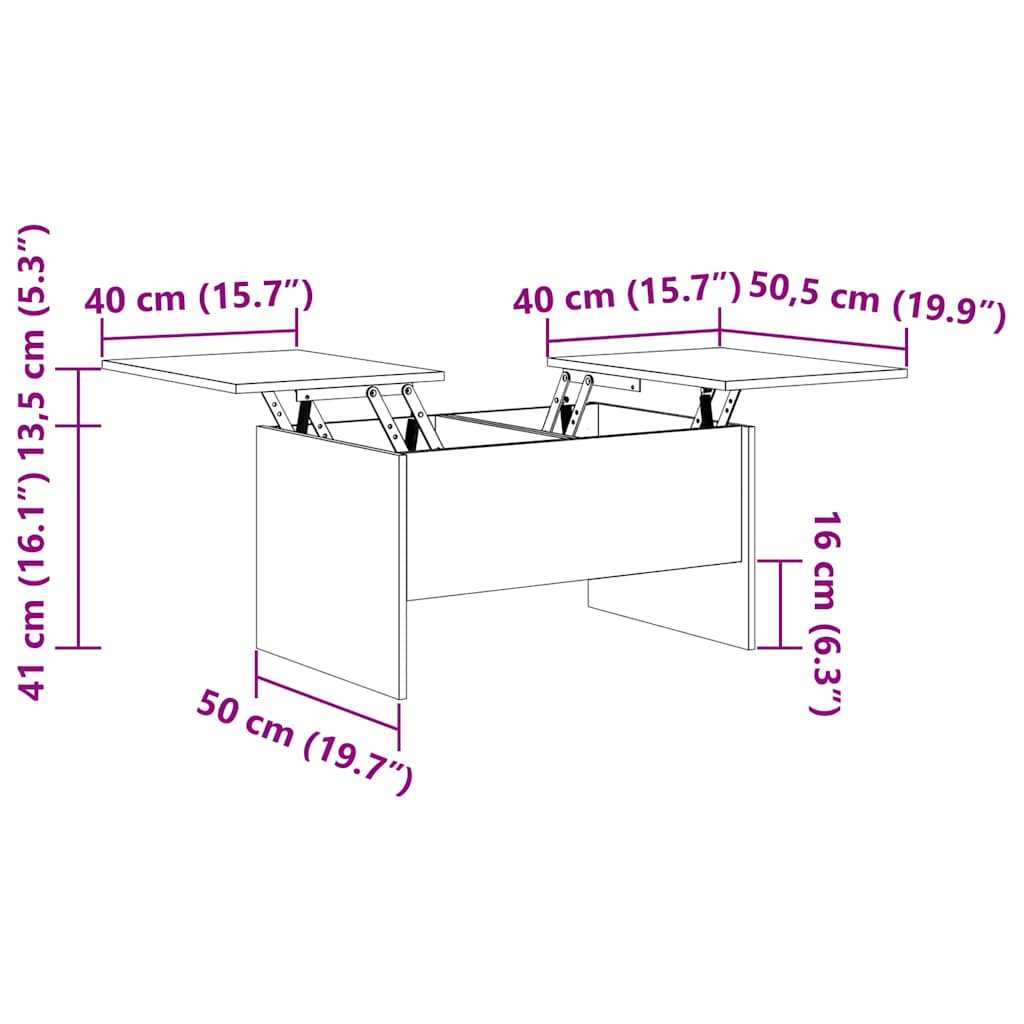 Tavolino da Salotto Bianco 80x50x42,5 cm in Legno Multistrato