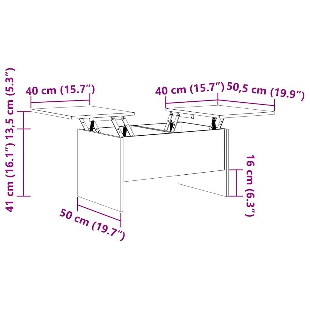 Tavolino Salotto Grigio Cemento 80x50x42,5 cm Legno Multistrato