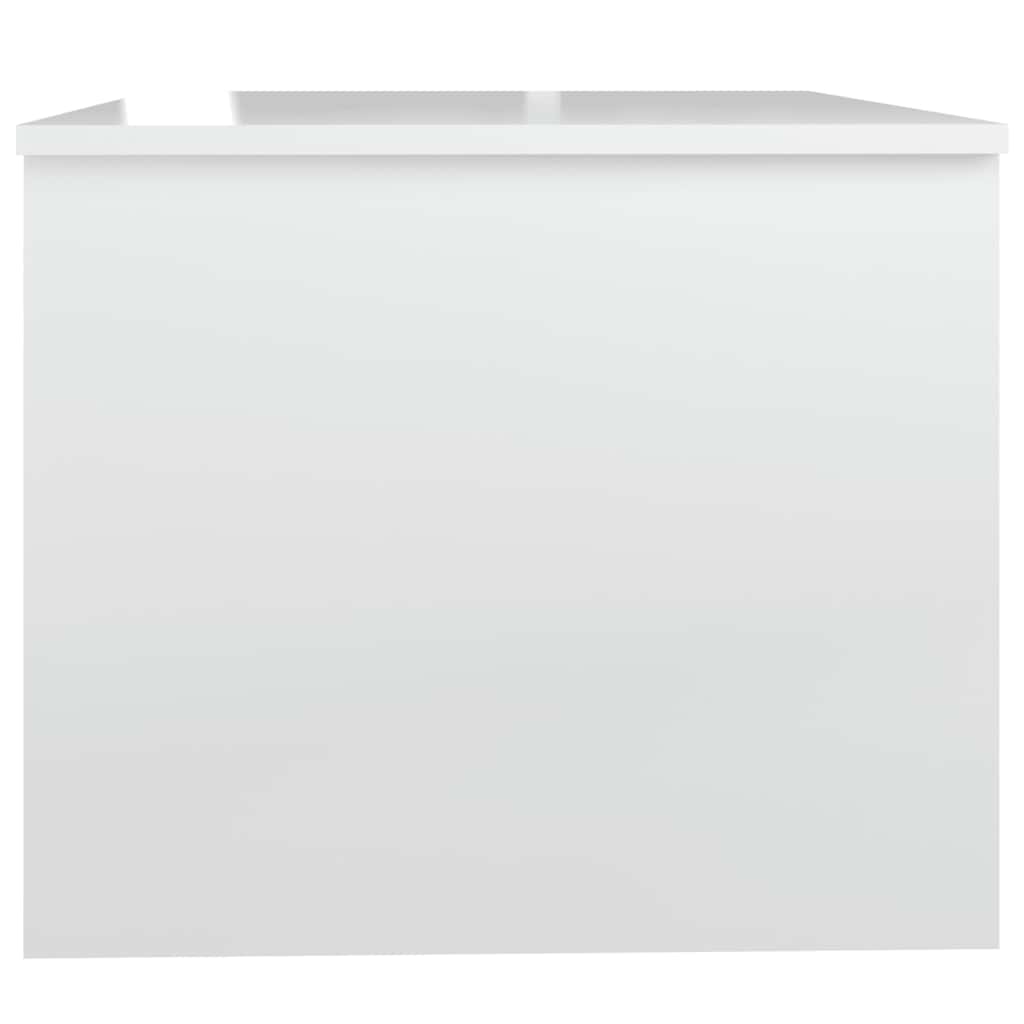 Tavolino Salotto Bianco Lucido 80x50x42,5 cm Legno Multistrato