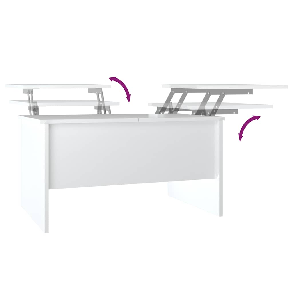 Tavolino Salotto Bianco Lucido 80x50x42,5 cm Legno Multistrato