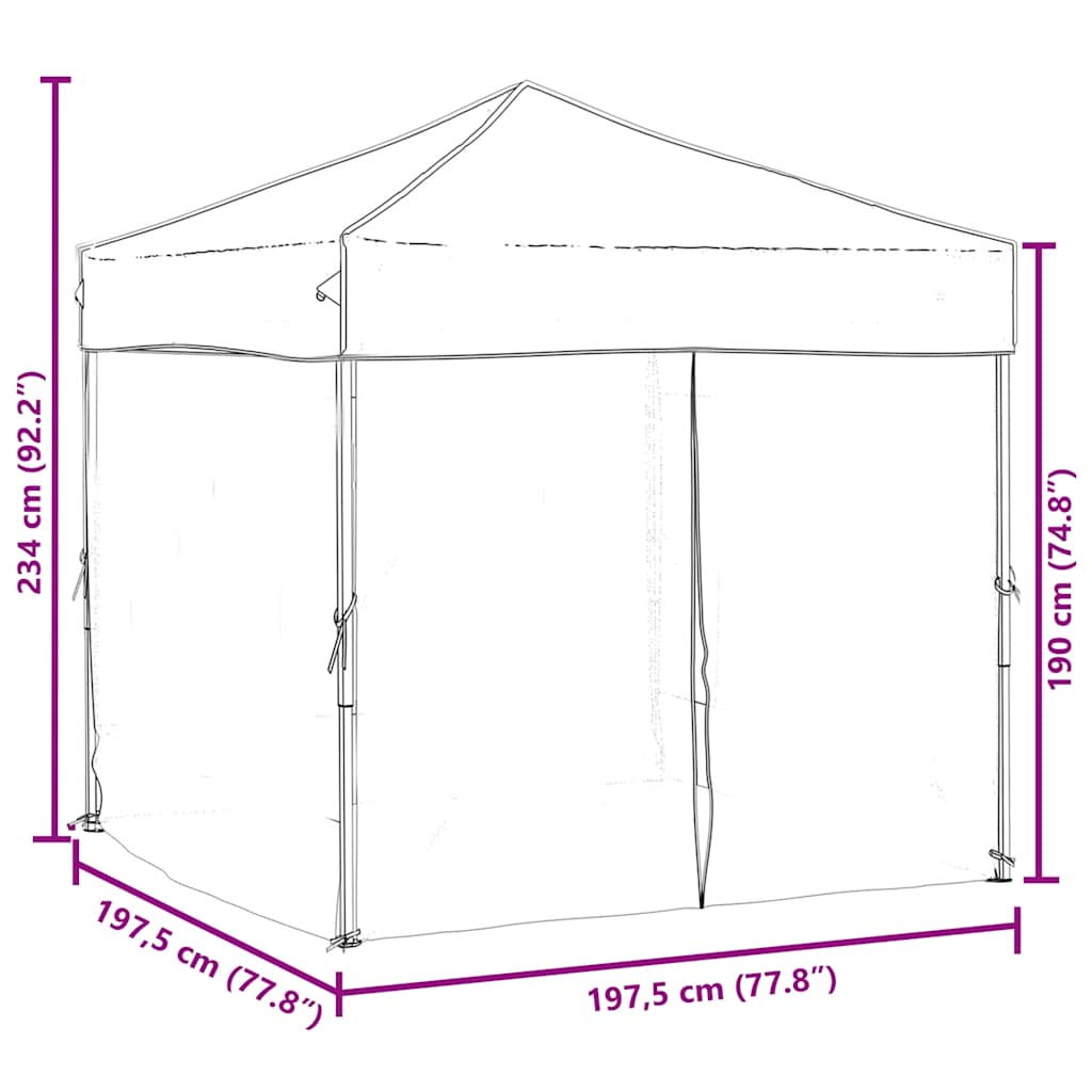 Tenda per Feste Pieghevole con Pareti Laterali Rosso 2x2 m