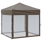 Tenda per Feste Pieghevole con Pareti Laterali Tortora 2x2 m