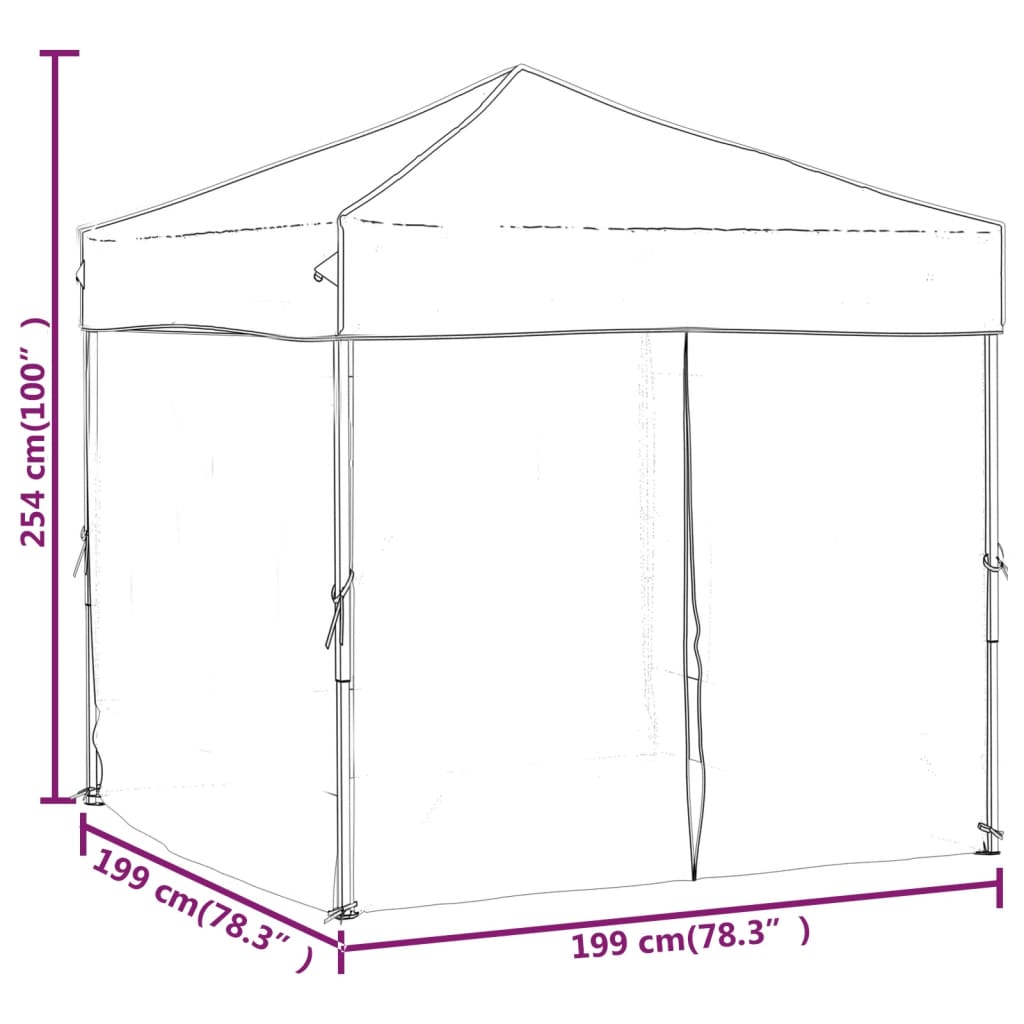 Tenda per Feste Pieghevole con Pareti Laterali Tortora 2x2 m
