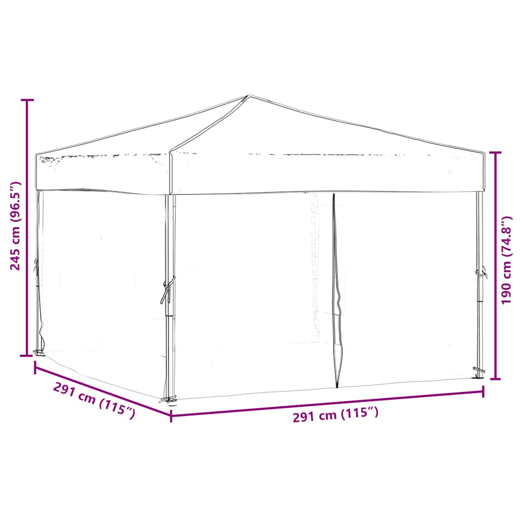 Tenda per Feste Pieghevole con Pareti Laterali Bianco 3x3 m