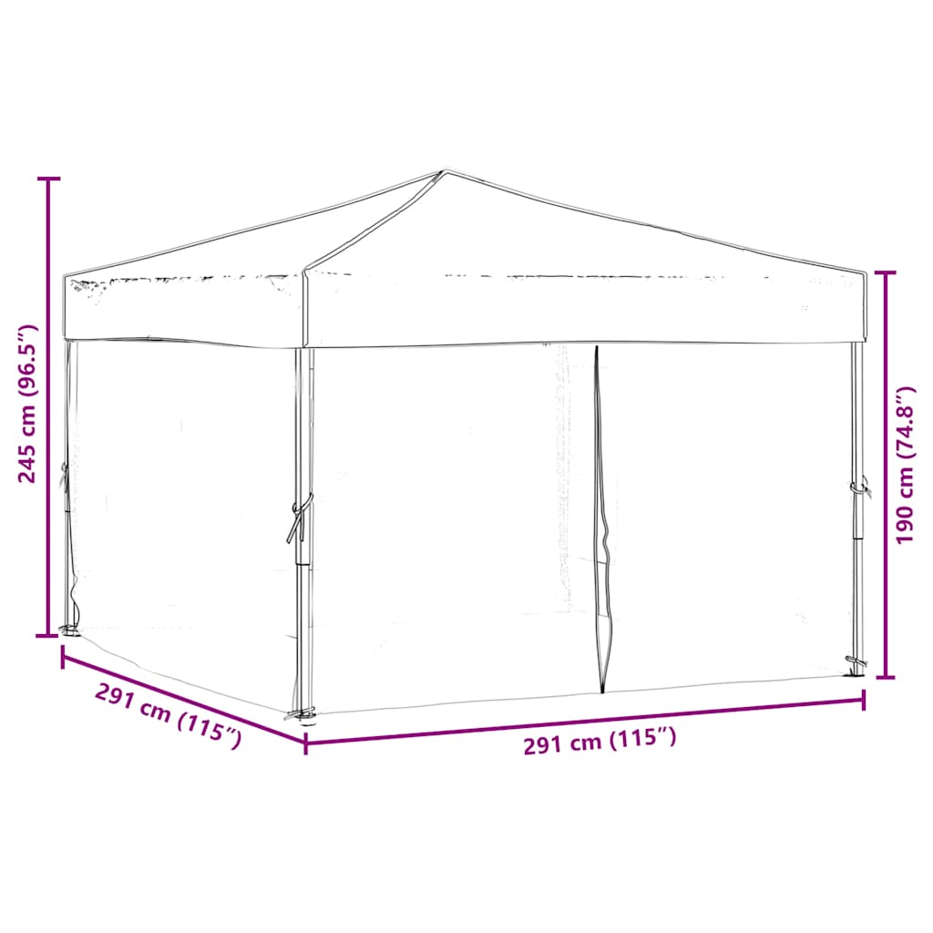 Tenda per Feste Pieghevole con Pareti Laterali Tortora 3x3 m