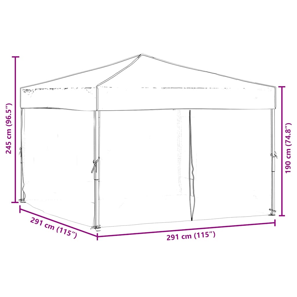 Tenda per Feste Pieghevole con Pareti Laterali Rosso 3x3 m