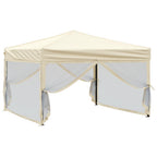 Tenda per Feste Pieghevole con Pareti Laterali Crema 3x3 m
