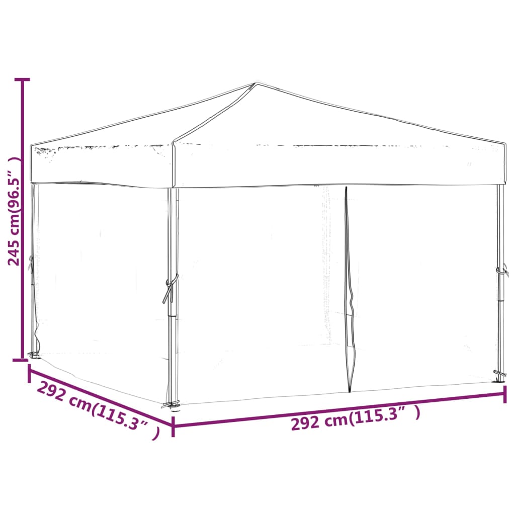 Tenda per Feste Pieghevole con Pareti Laterali Bianco 3x3 m