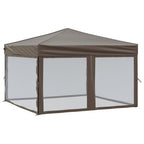 Tenda per Feste Pieghevole con Pareti Laterali Tortora 3x3 m