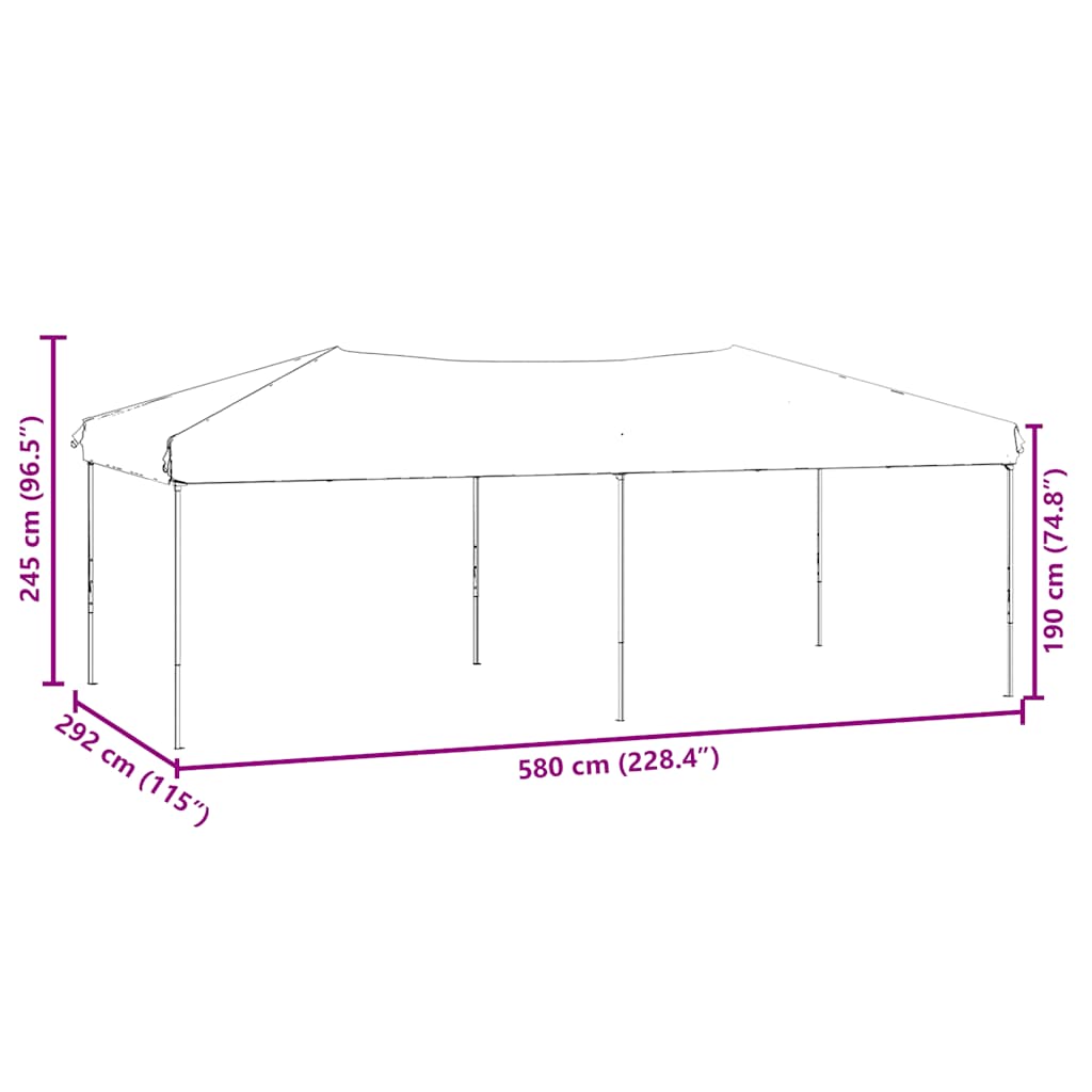 Tenda per Feste Pieghevole con Pareti Laterali Antracite 3x6 m