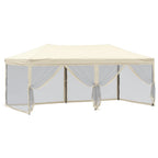Tenda per Feste Pieghevole con Pareti Laterali Crema 3x6 m