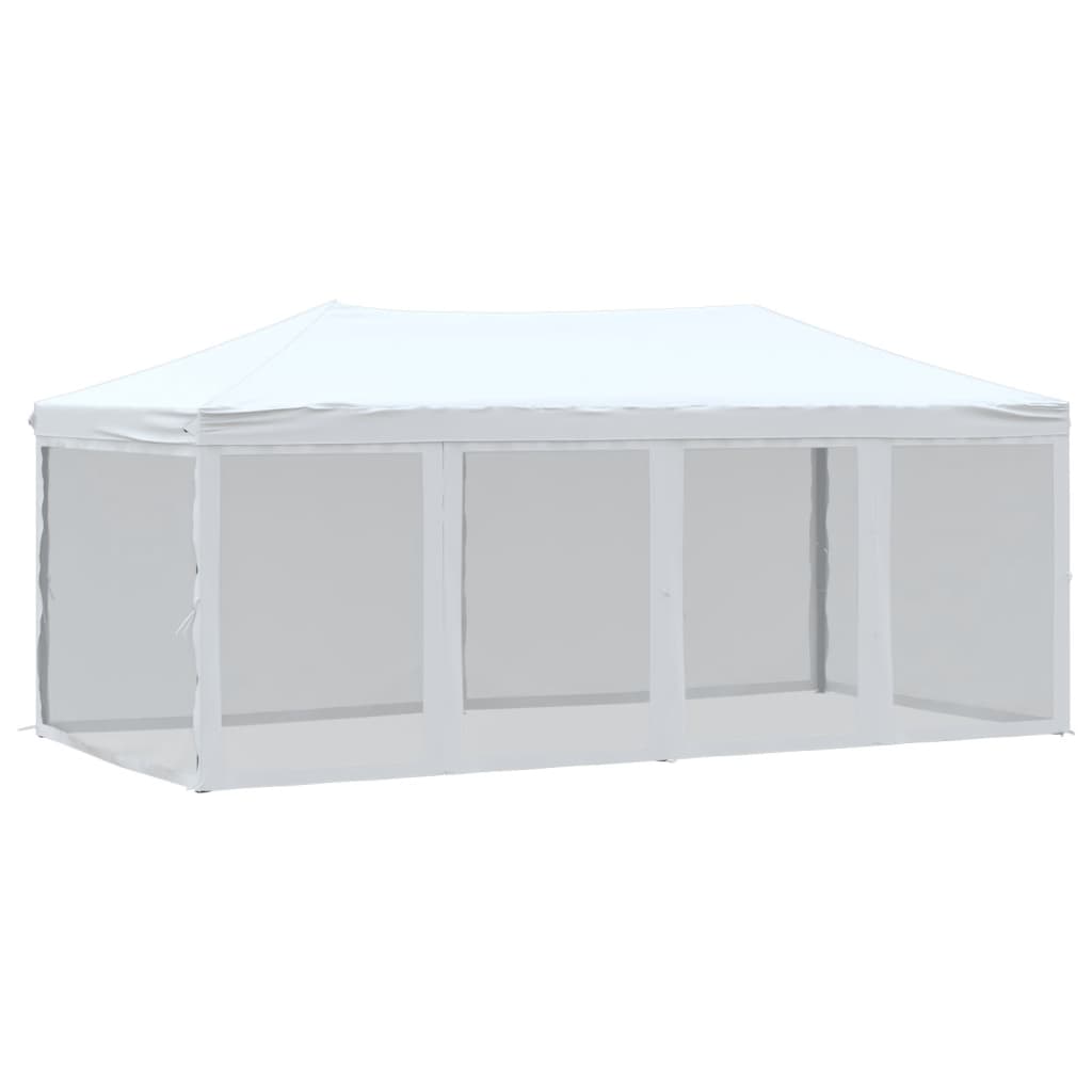 Tenda per Feste Pieghevole con Pareti Laterali Bianco 3x6 m