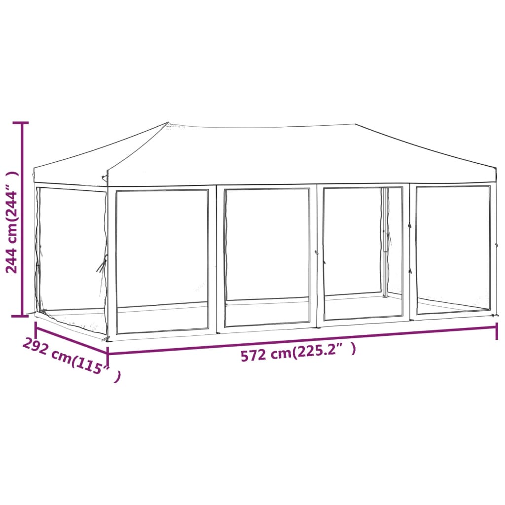 Tenda per Feste Pieghevole con Pareti Laterali Bianco 3x6 m