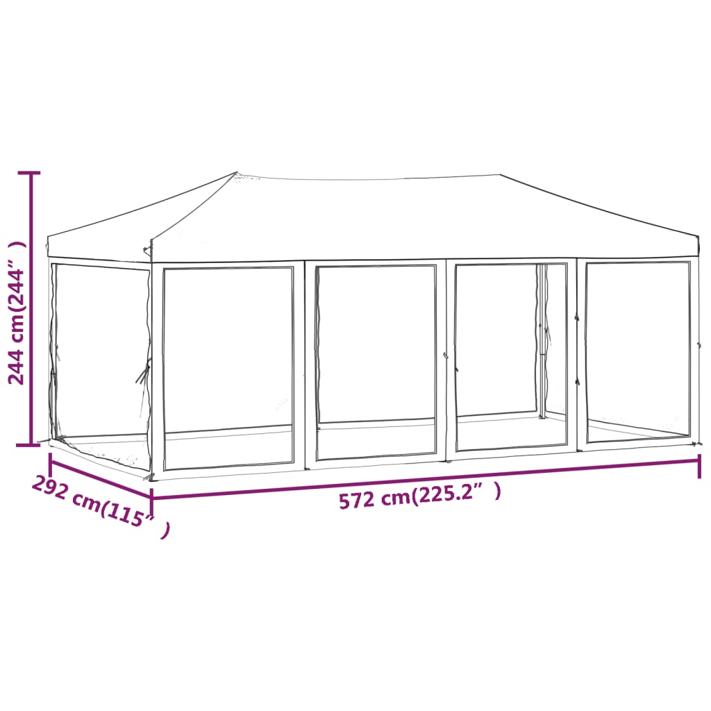 Tenda per Feste Pieghevole con Pareti Laterali Tortora 3x6 m