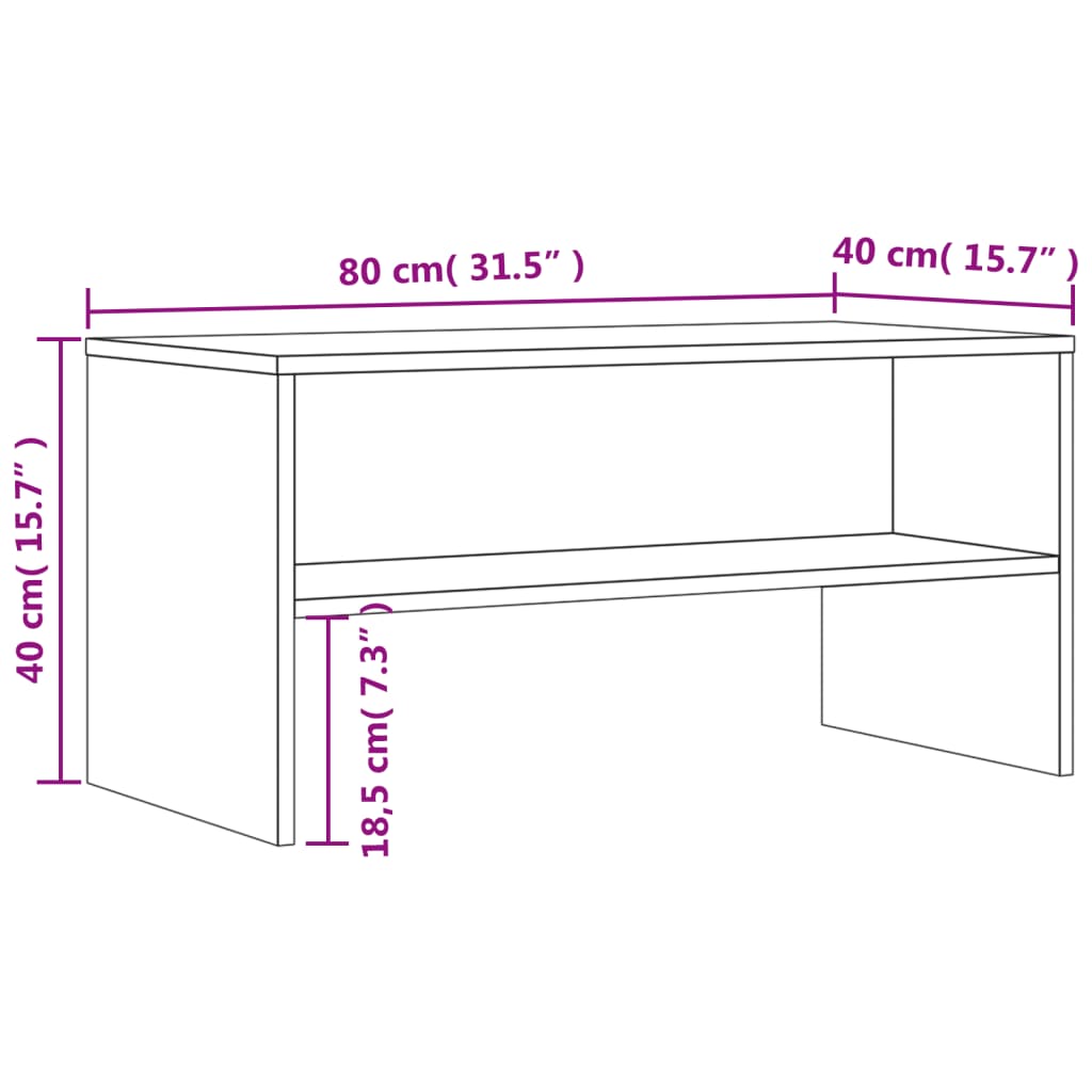 Mobile Porta TV Rovere Fumo 80x40x40 cm in Legno Multistrato