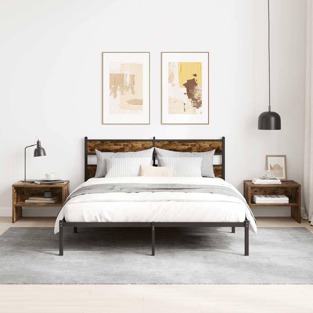 Comodino Rovere Fumo 40x30x30 cm Legno Multistrato