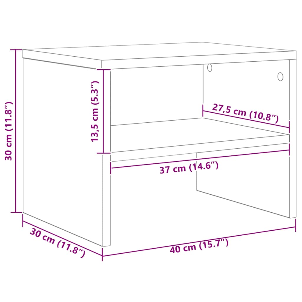 Comodino Grigio Sonoma 40x30x30 cm in Legno Multistrato