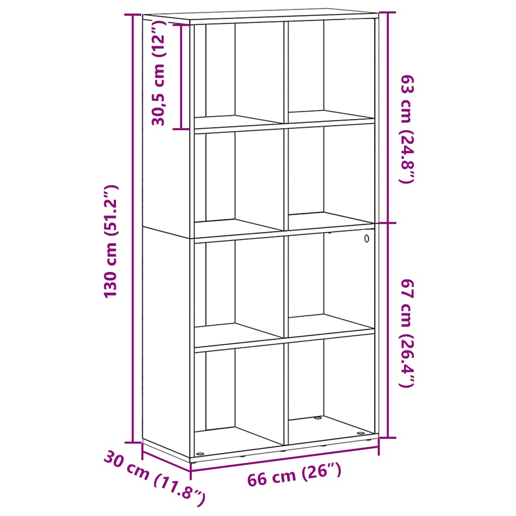 Libreria/Credenza Rovere Fumo 66x30x130 cm in Legno Multistrato
