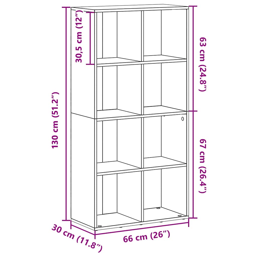 Libreria/Credenza Grigio Sonoma 66x30x130 cm Legno Multistrato