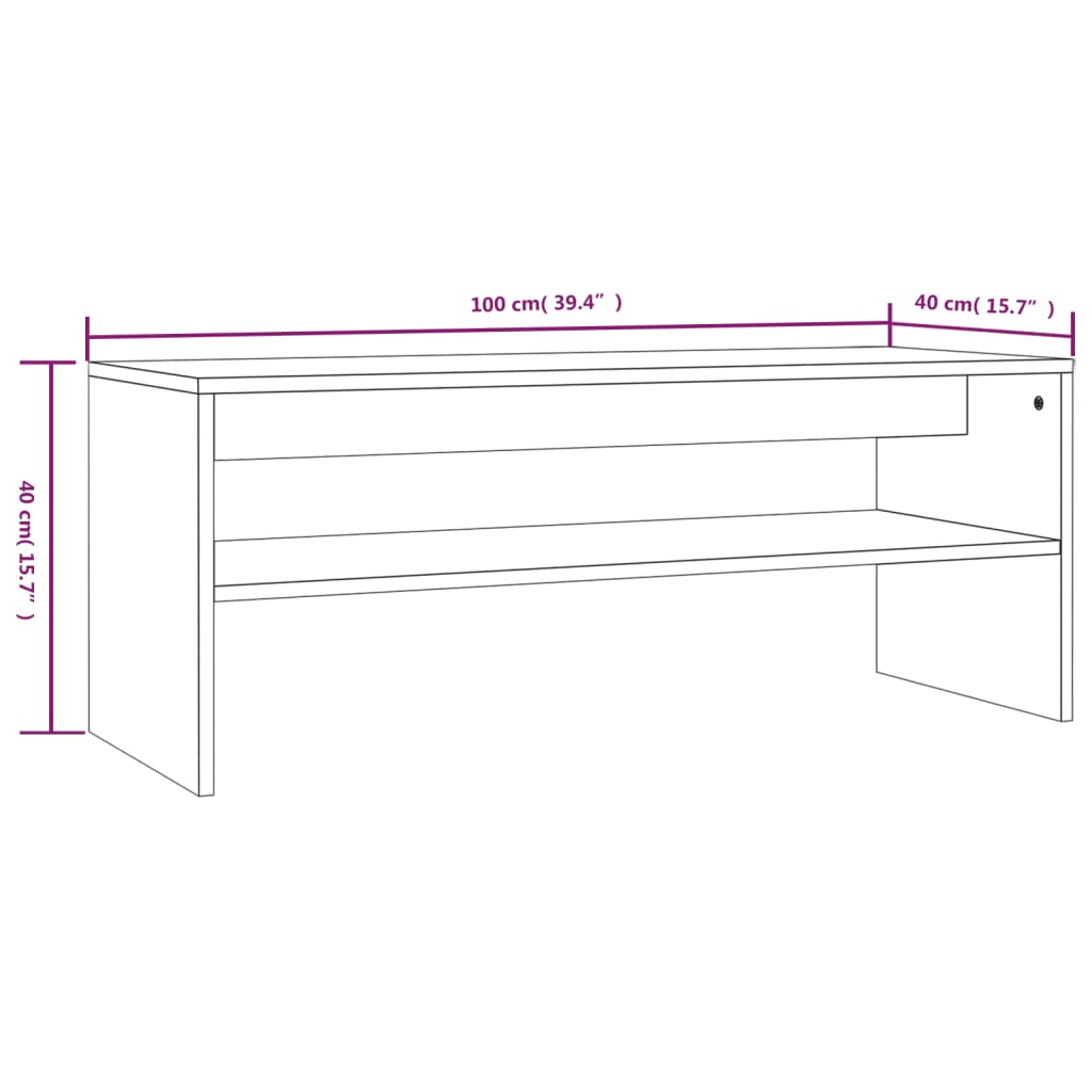 Tavolino da Salotto Rovere Fumo 100x40x40 cm Legno Multistrato