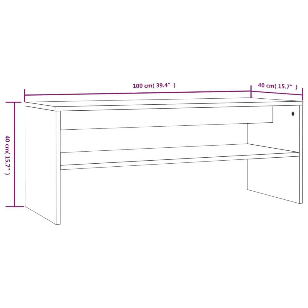 Tavolino da Salotto Grigio Sonoma 100x40x40cm Legno Multistrato
