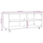 Mobile TV con Ruote Rovere Fumo 90x35x35cm in Legno Multistrato