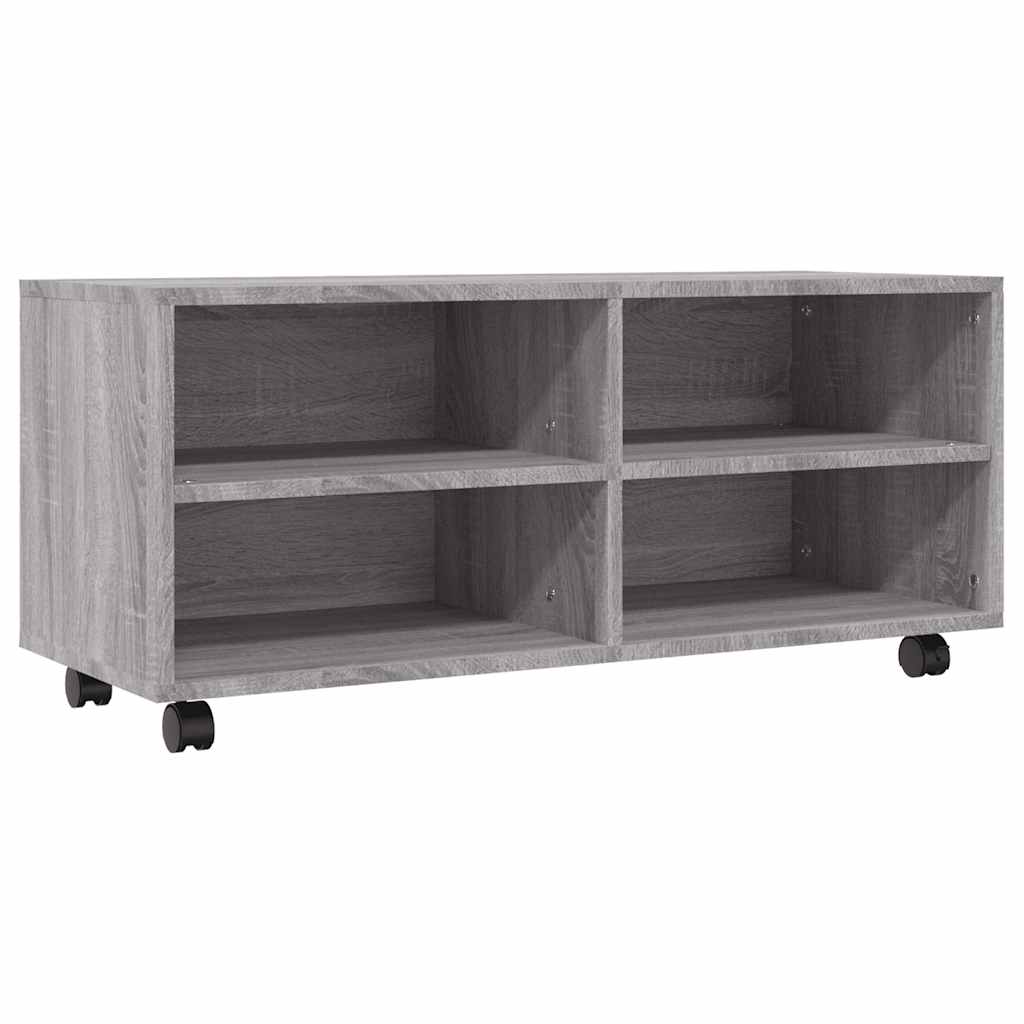 Mobile TV con Ruote Grigio Sonoma 90x35x35cm Legno Multistrato