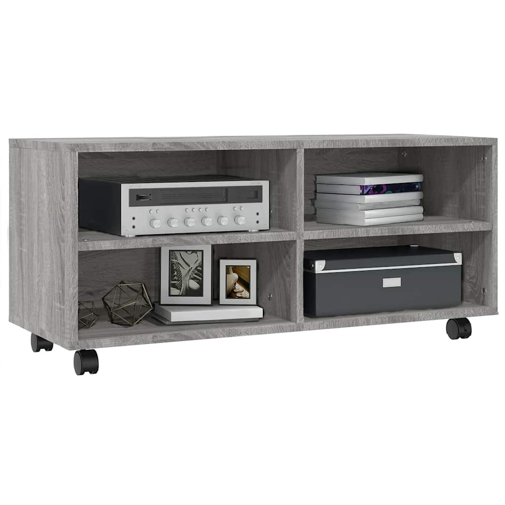 Mobile TV con Ruote Grigio Sonoma 90x35x35cm Legno Multistrato