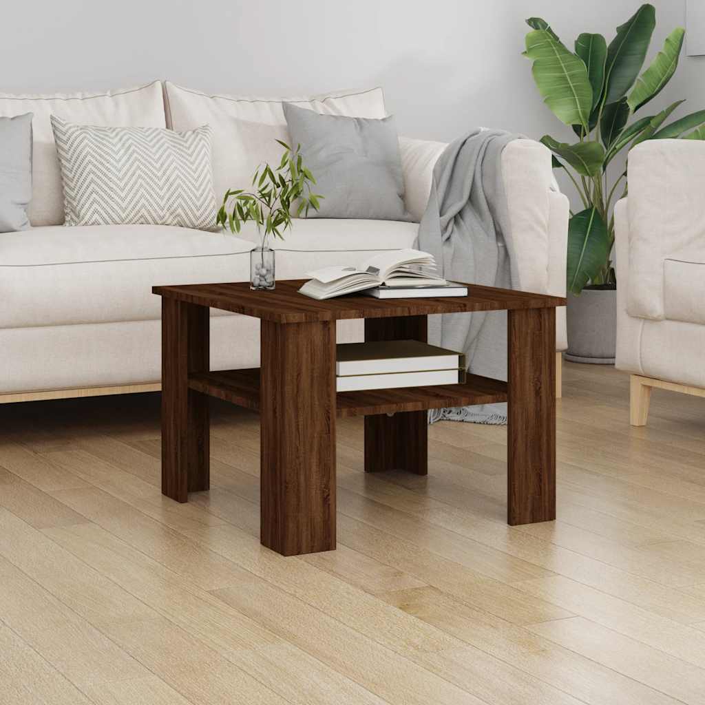 Tavolino Salotto Rovere Marrone 60x60x42 cm Legno Multistrato