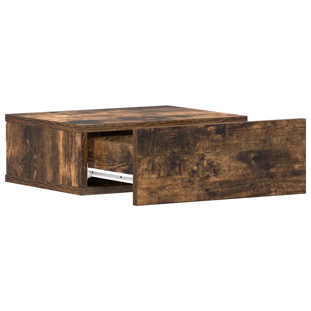 Comodino Pensile Rovere Fumo 40x30x15 cm in Legno Multistrato