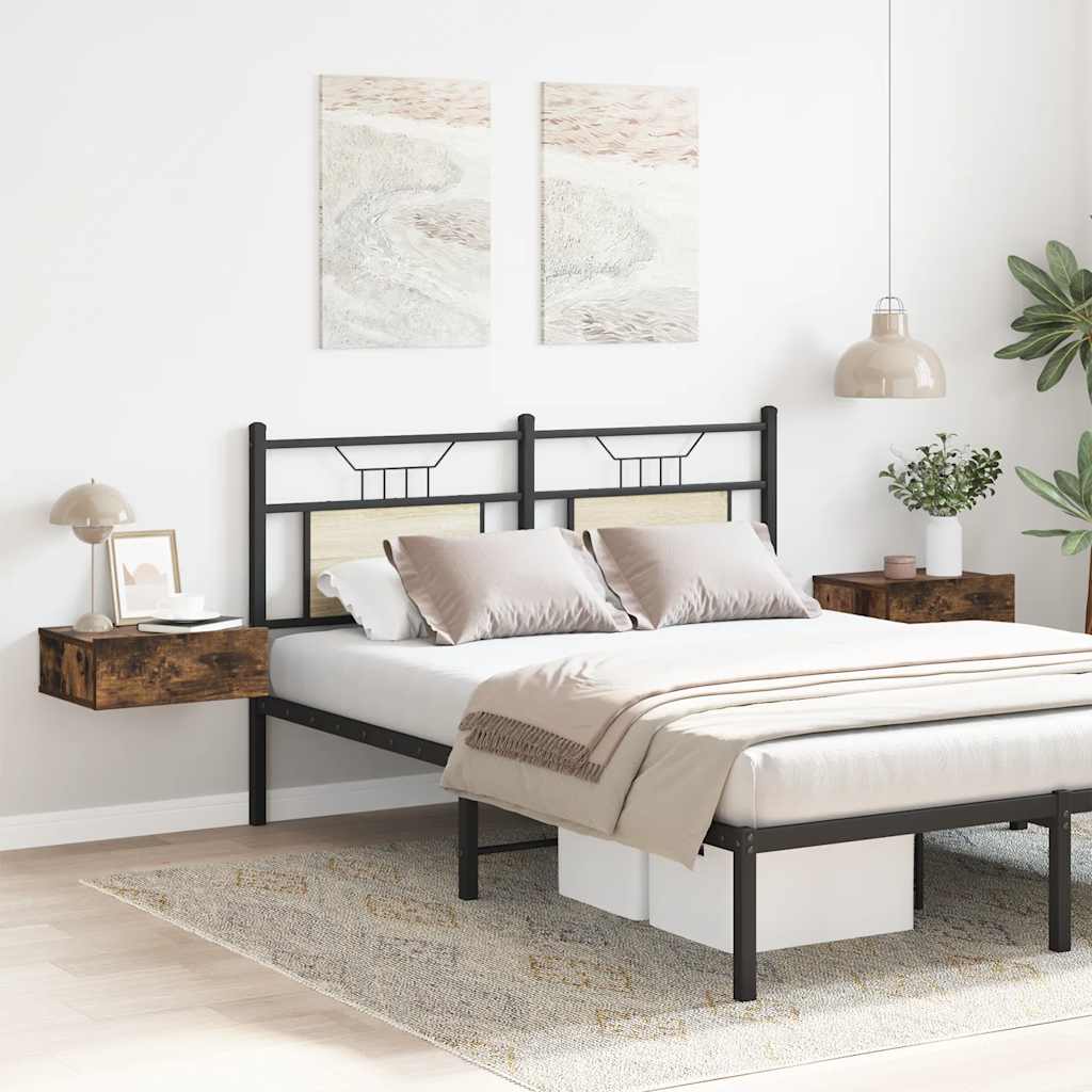 Comodini Pensili Rovere Fumo 2pz 40x30x15 cm Legno Multistrato