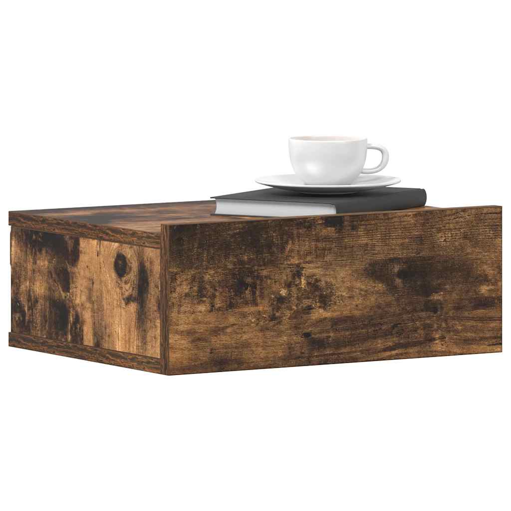 Comodini Pensili Rovere Fumo 2pz 40x30x15 cm Legno Multistrato